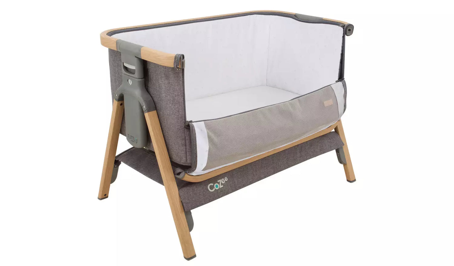 Tutti Bambini CoZee Bedside Crib in Oak and Charcoal