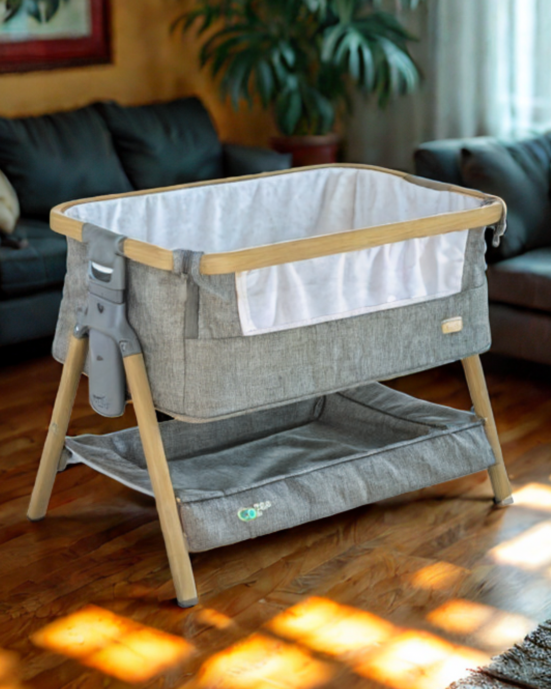 Tutti Bambini CoZee Bedside Crib in Oak and Charcoal